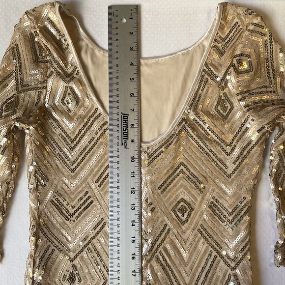 City Triangles Women Dress M Gold lining Geometric Sheath 3/4 Sleeve Knee Length - Picture 11 of 12